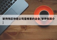 邹传伟区块链公司是哪里的企业[邹传安简介]